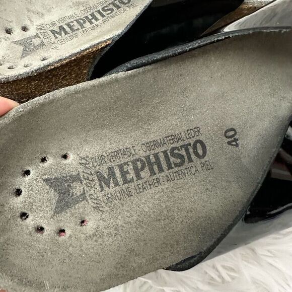 Mephisto Patent Leather Flower Slide Sandal Comfort Black size EU 40/ US 10 - Picture 3 of 5